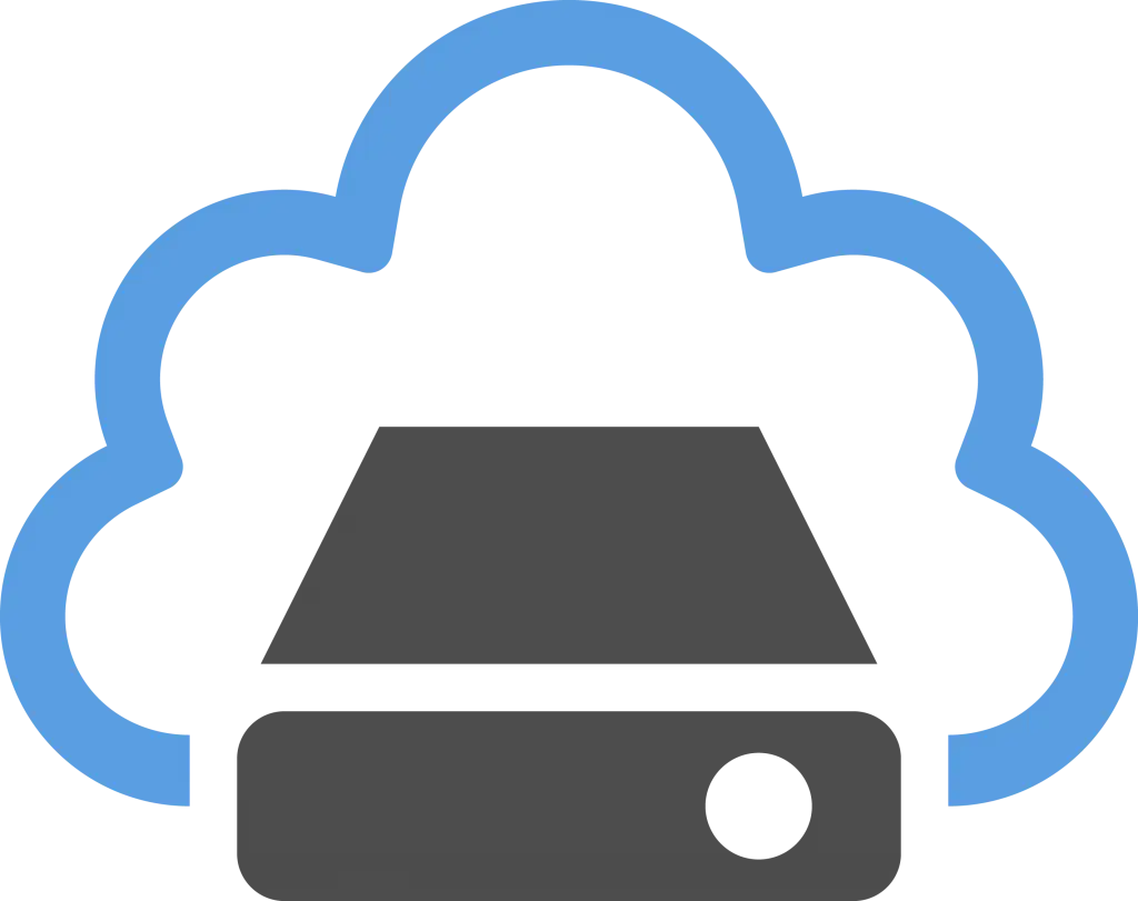 Cloud storage symbol with hard drive